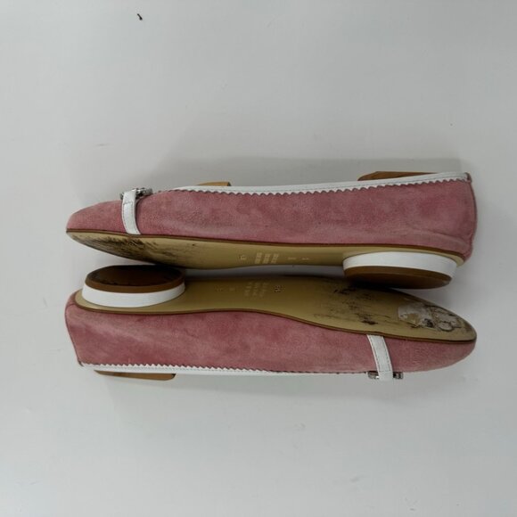 Bellofatto Pink Suede Ballet Flats Rhinestone Horse bit Details Size 10 - Picture 7 of 10